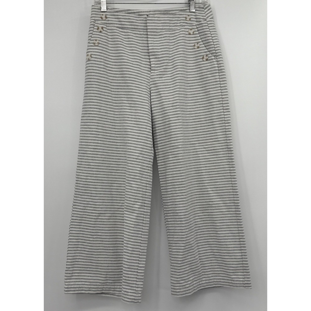Merona Womens 4 Nautical Stripe Wide Leg Pants Preppy Beach Ocean Lagenlook Boho